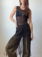 Load image into Gallery viewer, Black crochet fringe dress
