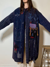 Load image into Gallery viewer, Bohemian patchwork indigo coat
