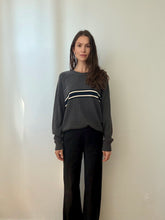 Load image into Gallery viewer, Grey striped crew neck sweater

