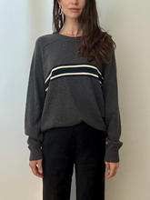 Load image into Gallery viewer, Grey striped crew neck sweater
