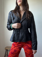 Load image into Gallery viewer, cropped black leather jacket
