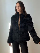 Load image into Gallery viewer, Black rabbit fur coat
