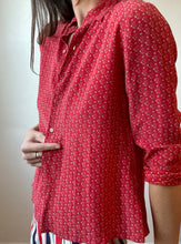 Load image into Gallery viewer, Red Silk button up blouse
