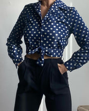 Load image into Gallery viewer, 1960&#39;s Navy Polka Dot Top
