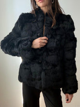 Load image into Gallery viewer, Black rabbit fur coat
