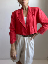 Load image into Gallery viewer, 1980&#39;s Cropped Linen Blazer
