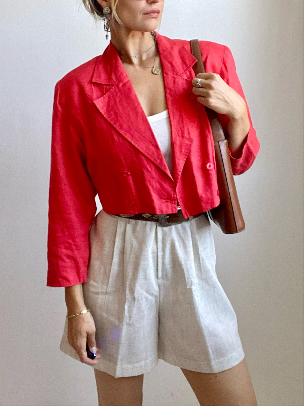 1980's Cropped Linen Blazer